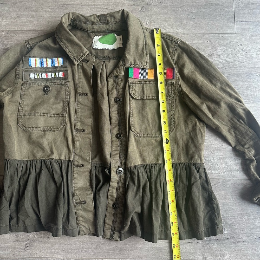 by Anthropologie peplum military jacket with patchwork - size small - Picture 2 of 4